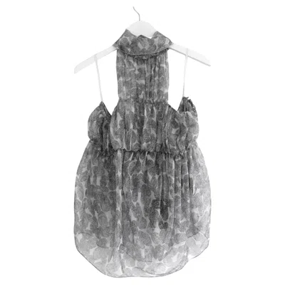 Pre-owned Saint Laurent Yves  X Stefano Pilati Spring 2011 Fingerprint Silk Blouse In Gray