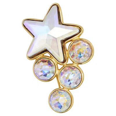 Pre-owned Saint Laurent Yves  Ysl Arty Aurora Star Pentagram Meteor Crystals Brooch Pendant In Multi