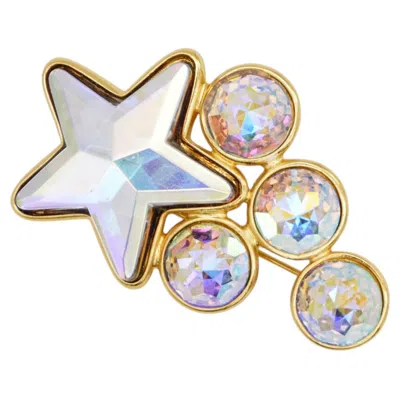 Pre-owned Saint Laurent Yves  Ysl Arty Vintage Rare Gold Aurora Meteor Pendant Brooch In Multiple