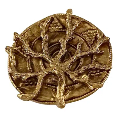 Pre-owned Saint Laurent Yves  Ysl By Robert Goossens Coral Branch Medallion Pendant Brooch In Red
