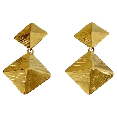 Pre-owned Saint Laurent Yves  Ysl By Robert Goossens Double Pyramid Dangling Earrings In Multi