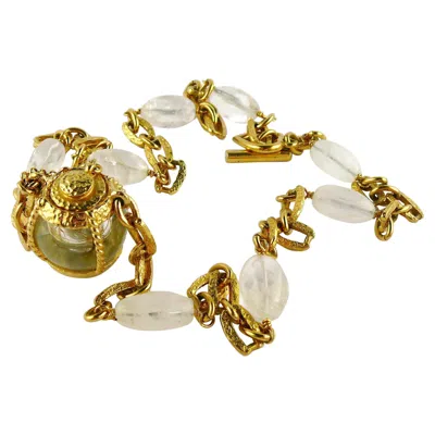 Pre-owned Saint Laurent Yves  Ysl By Robert Goossens Vintage Perfume Bottle Necklace In Sand