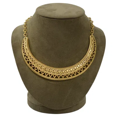 Pre-owned Saint Laurent Yves  Ysl Crescent Gold-tone Collar Necklace In Multi
