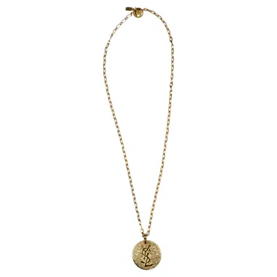 Pre-owned Saint Laurent Yves  Ysl Gold Tone Cassandre Necklace In Multiple
