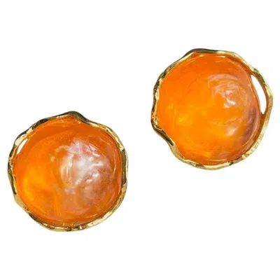 Pre-owned Saint Laurent Yves  Ysl Gripoix Vintage Iconic Citrine Round Chunky Earrings In Multiple