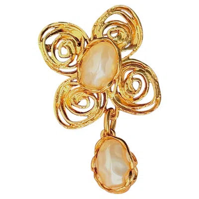 Pre-owned Saint Laurent Yves  Ysl Haute Couture Baroque Butterfly Clover Pearls Brooch In Multiple