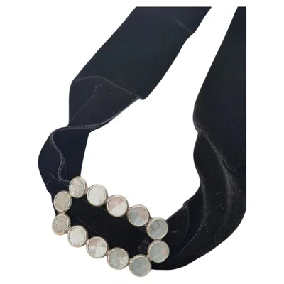 Pre-owned Saint Laurent Yves  Ysl Haute Couture Rare Crystals Black Velvet Choker Bracelet