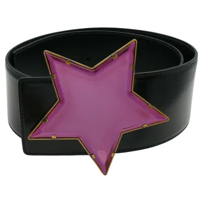 Pre-owned Saint Laurent Yves  Ysl Massive Star Mirror Plexiglass Buckle Belt In Black