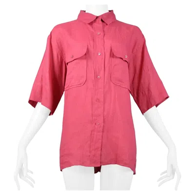 Pre-owned Saint Laurent Yves  Ysl Pink Linen Safari Shirt