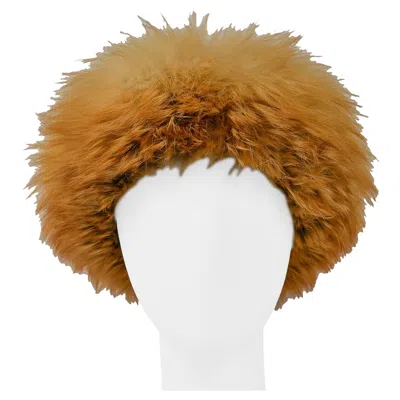Pre-owned Saint Laurent Yves  Ysl Red Fox Fur & Brown Velvet Hat