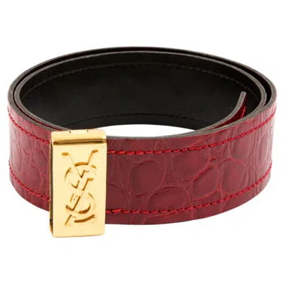 Pre-owned Saint Laurent Yves  Ysl Red Large Leather Belt