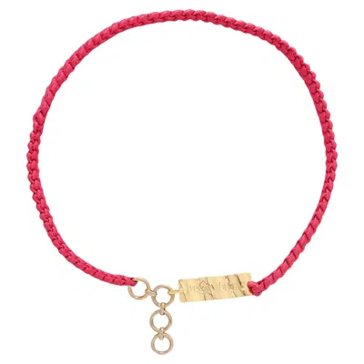 Pre-owned Saint Laurent Yves  Ysl Red Satin Braided Belt