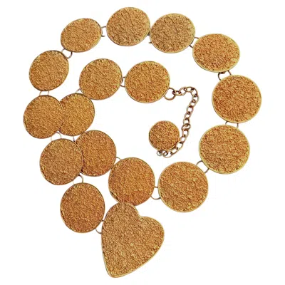 Pre-owned Saint Laurent Yves  Ysl Robert Goossens Gold Lava Heart Disc Belt Long Necklace In Red