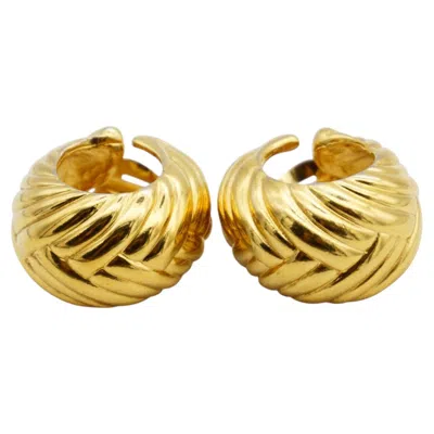 Pre-owned Saint Laurent Yves  Ysl Vintage Gold Large Wheat Shell Domed Chunky Earrings In Multi