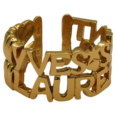 Pre-owned Saint Laurent Yves  Ysl Vintage Gold Tone Letter Heart Star Cuff Bracelet In Multi