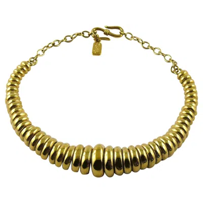 Pre-owned Saint Laurent Yves  Ysl Vintage Gold Toned Gadroon Design Collar Necklace