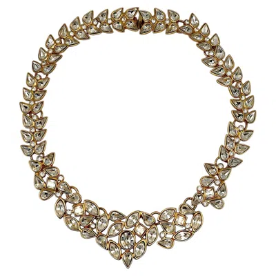 Pre-owned Saint Laurent Yves  Ysl Vintage Gold-tone Jewelled Heart Necklace In Multi