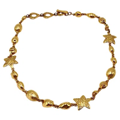 Pre-owned Saint Laurent Yves  Ysl Vintage Gold-tone Sea-life Necklace In Multiple