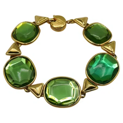 Pre-owned Saint Laurent Yves  Ysl Vintage Green Resin Link Bracelet