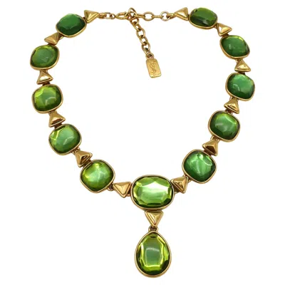 Pre-owned Saint Laurent Yves  Ysl Vintage Green Resin Necklace