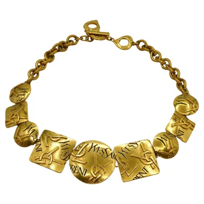 Pre-owned Saint Laurent Yves  Ysl Vintage Initial Logo Geometric Necklace In Multi
