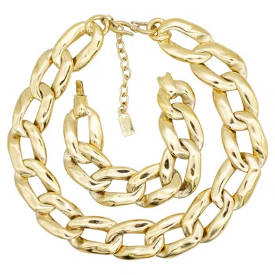 Pre-owned Saint Laurent Yves  Ysl Vintage Interlocked Chunky Curb Thick Oval Chain 2 Set In Multi