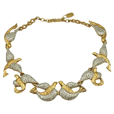 Pre-owned Saint Laurent Yves  Ysl Vintage Jewelled Bird Necklace In Multi