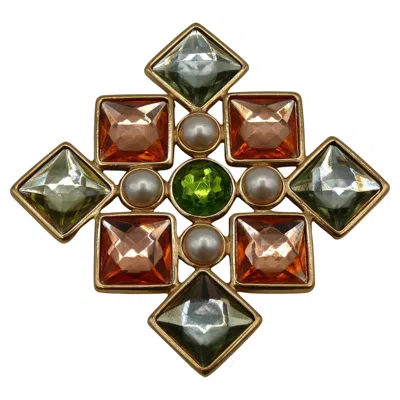 Pre-owned Saint Laurent Yves  Ysl Vintage Jewelled Brooch Pendant In Multi