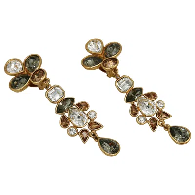 Pre-owned Saint Laurent Yves  Ysl Vintage Jewelled Dangling Earrings In Multi