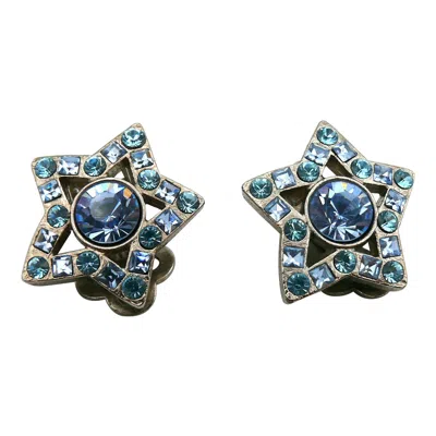 Pre-owned Saint Laurent Yves  Ysl Vintage Jewelled Star Clip-on Earrings In Multi