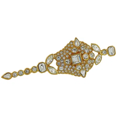 Pre-owned Saint Laurent Yves  Ysl Vintage Massive Diamante Brooch In Sand