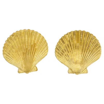 Pre-owned Saint Laurent Yves  Ysl Vintage Massive Large Chunky Vivid Shell Clip Earrings In Multi
