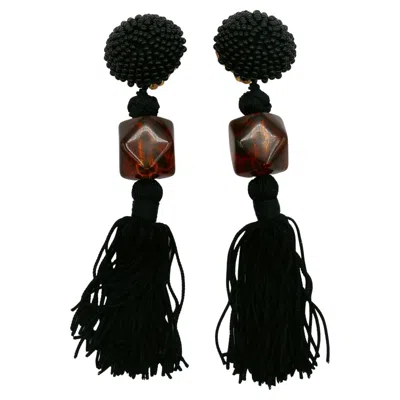 Pre-owned Saint Laurent Yves  Ysl Vintage Passementerie Tassel Dangling Earrings In Multi