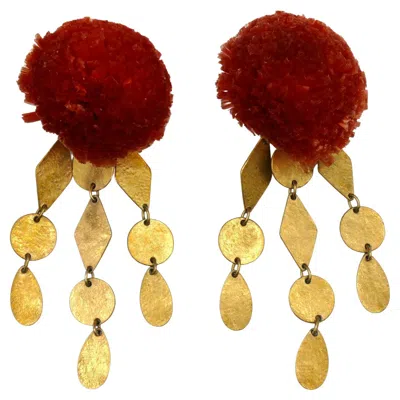 Pre-owned Saint Laurent Yves  Ysl Vintage Raffia Dangling Earrings In Multi