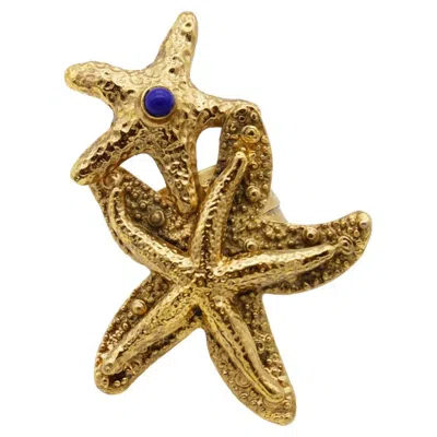 Pre-owned Saint Laurent Yves  Ysl Vintage Rare Arty Large Double Starfish Statement Ring 6 In Multiple