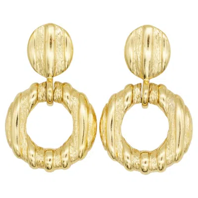 Pre-owned Saint Laurent Yves  Ysl Vintage Rare Gold Large Bamboo Hoop Knocker Earrings In Multi