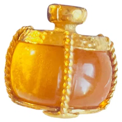 Pre-owned Saint Laurent Yves  Ysl Vintage Rare Gripoix Amber Perfume Bottle Brooch Pendant In Brown