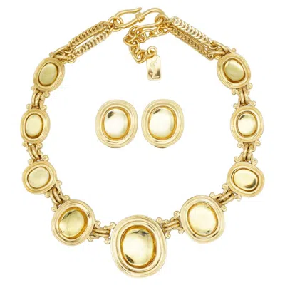 Pre-owned Saint Laurent Yves  Ysl Vintage Rare Gripoix Gold Citrine Yellow Topaz Oval Set