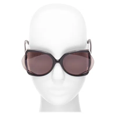 Pre-owned Saint Laurent Yves  Ysl6328s Black Flared Out Lens Logo Side Square Sunglasses