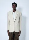 Saint Laurent Single-button Tailored Wool Jacket With Notched Lapels In Beige