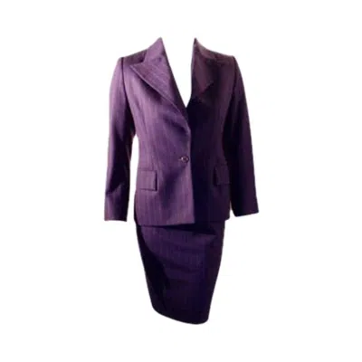Pre-owned Saint Laurent Yves St Laurent 3pc Purple Pin Stripe Suit Set, Circa 1990's
