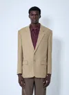 Saint Laurent Yves Wool Blazer In Beige