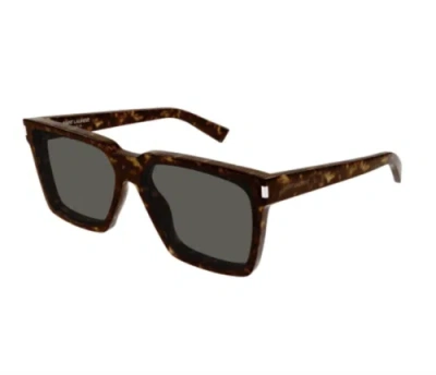 Pre-owned Saint Laurent Yvest  Sl-610-f-002 Havana Havana Grey Sunglasses In Gray