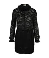Saint Laurent Zebra Print Sheer Dress In Black