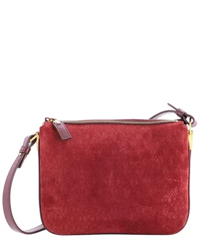 Saint Laurent Zip Crossbody Bag Monogram All Over Small (authentic Pre-loved) In Red