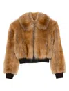 Saint Laurent Zip-front Shearling Jacket In Multi