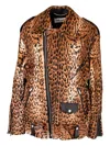 Saint Laurent Zip-up Animal-print Jacket In Brown