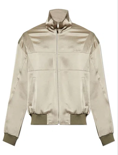 Saint Laurent Teddy Zip-up Bomber Jacket In Khaki