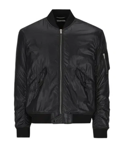 Saint Laurent Zip-up Long-sleeved Jacket In Black