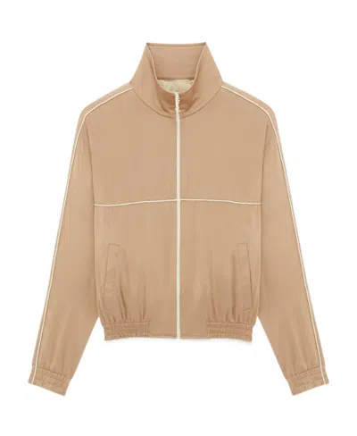 Saint Laurent Zip-up Silk Track Jacket In Nude